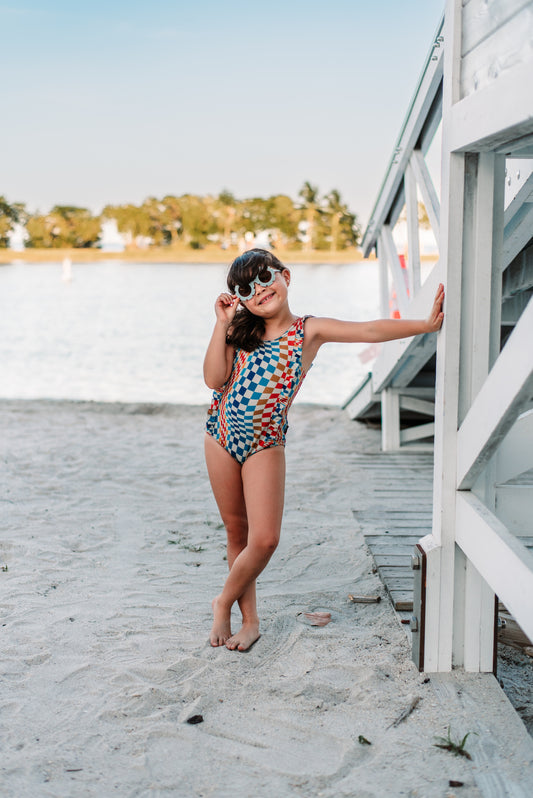 RUFFLE SWIMSUIT- Groovy Check