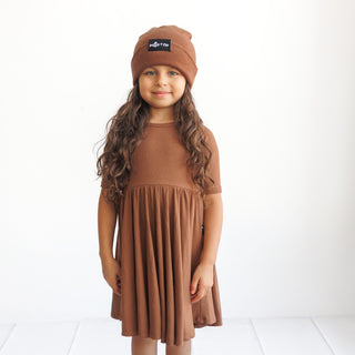 MID SLEEVE TWIRL DRESS- Sienna Ribbed