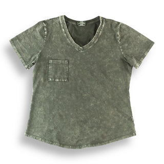 MAMA V-NECK- Moss Snow Wash