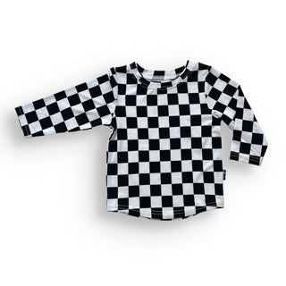 BAMBOO LONG SLEEVE TEE- B+W Check