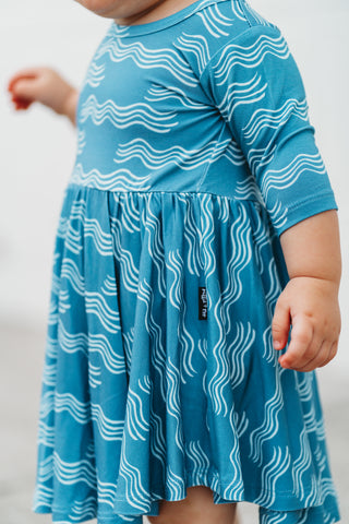 MID SLEEVE BAMBOO DRESS- Waves