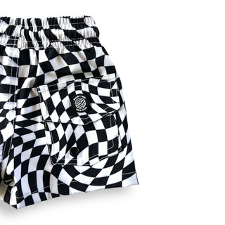 BOARD SHORTS- Black Dizzy Check