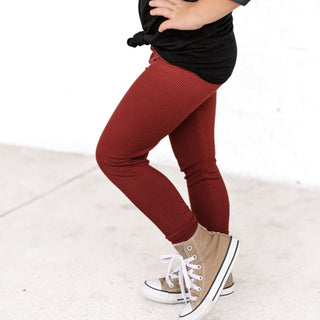 BAMBOO RIB LEGGINGS- Oxblood