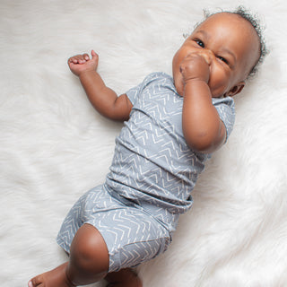 TWO PIECE SHORTIE SET- Blue Mud Cloth