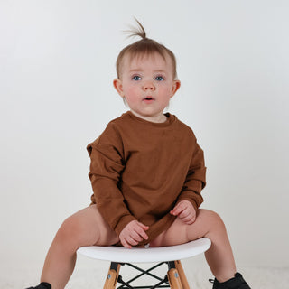 Crew Neck Romper- Bark