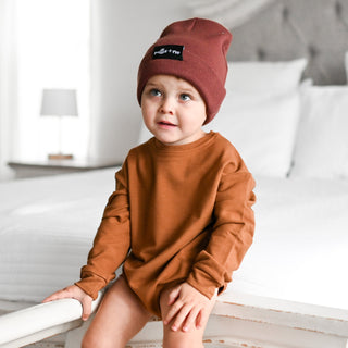 Crew Neck Romper- Bark