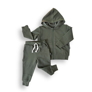 ZIP HOODIE- Moss Bamboo French Terry