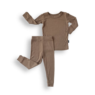 LONG SLEEVE 2 PIECE SETS- Mocha Ribbed