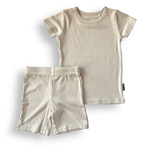 TWO PIECE SHORTIE SET- Clay Ribbed