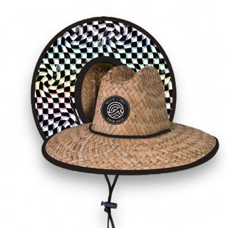 Straw Hat- Neon Dizzy Check