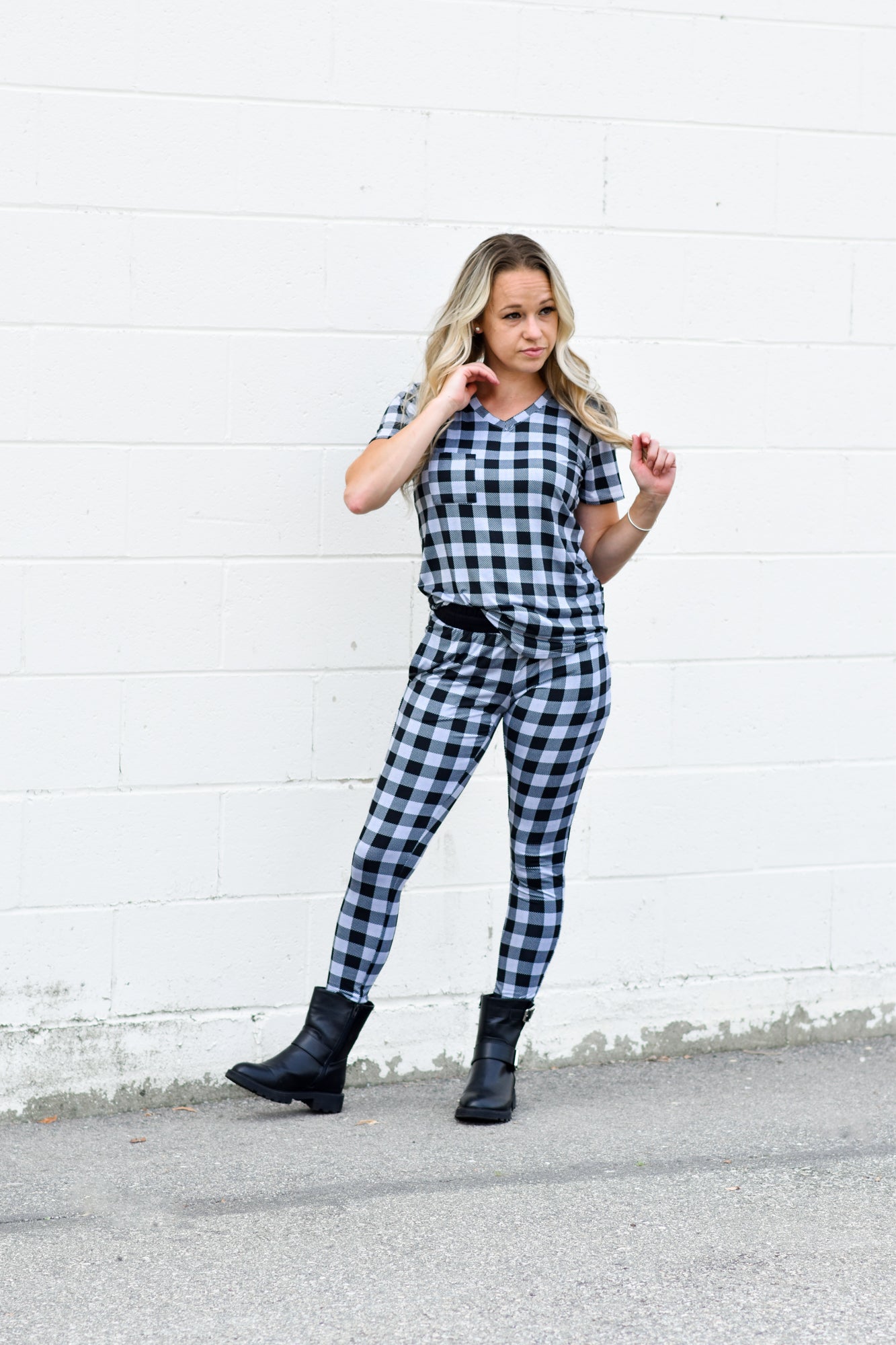 MAMA JOGGERS- Grey Buffalo Plaid