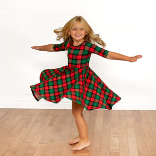 MID SLEEVE TWIRL- Classic Tartan