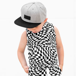 BAMBOO HOODIE TANK- Black Dizzy Check