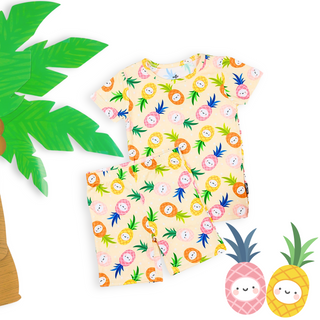 TWO PIECE SHORTIE SET- Kawaii Pineapple