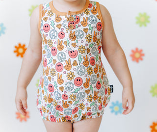 ORGANIC COTTON HENLEY ROMPER- Groovy Summer