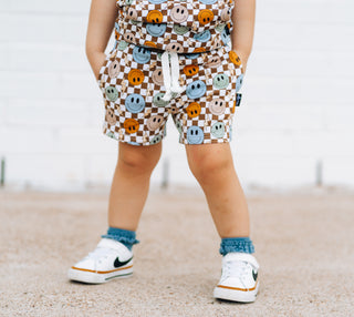 BAMBOO JOGGER SHORTS- Beige Happy Smiles