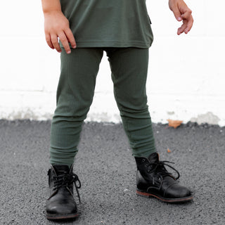 BAMBOO RIB LEGGINGS- Moss