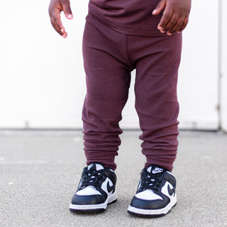 BAMBOO RIB LEGGINGS- Black Cherry