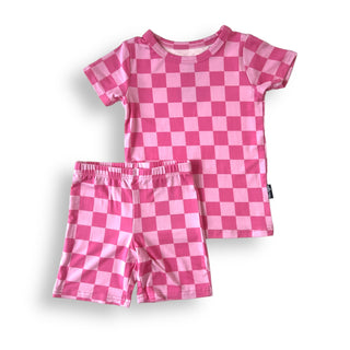 TWO PIECE SHORTIE SET- Pink Check