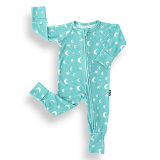 ZIP ROMPER - Moon + Stars Ribbed