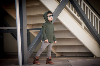 LONG SLEEVE- Olive Rib Pocket Hoodie | millie + roo.