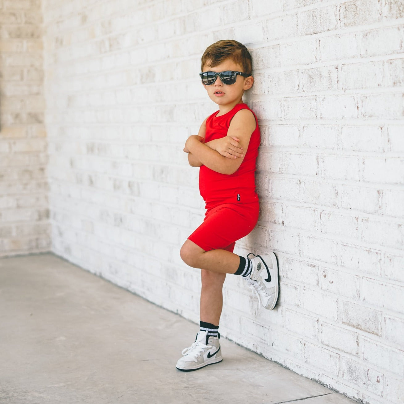 Red Toddler Bamboo Biker Shorts